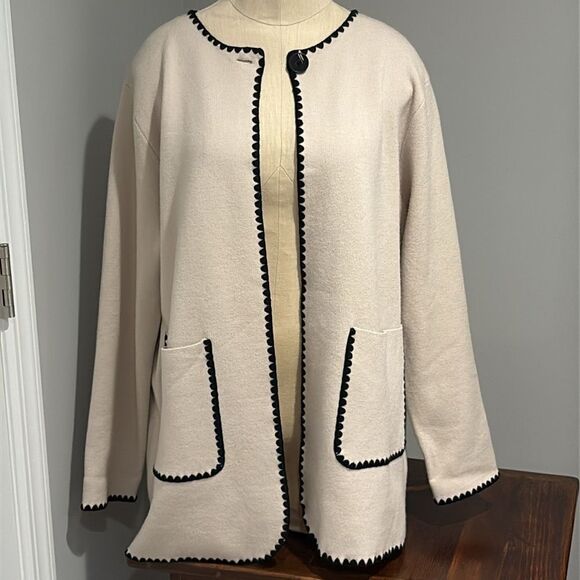 Sioni Contrast Stitch Cardigan Size L - Picture 3 of 12
